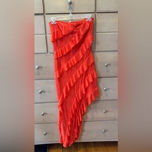 Vibrant Asymmetrical Ruffled Dress